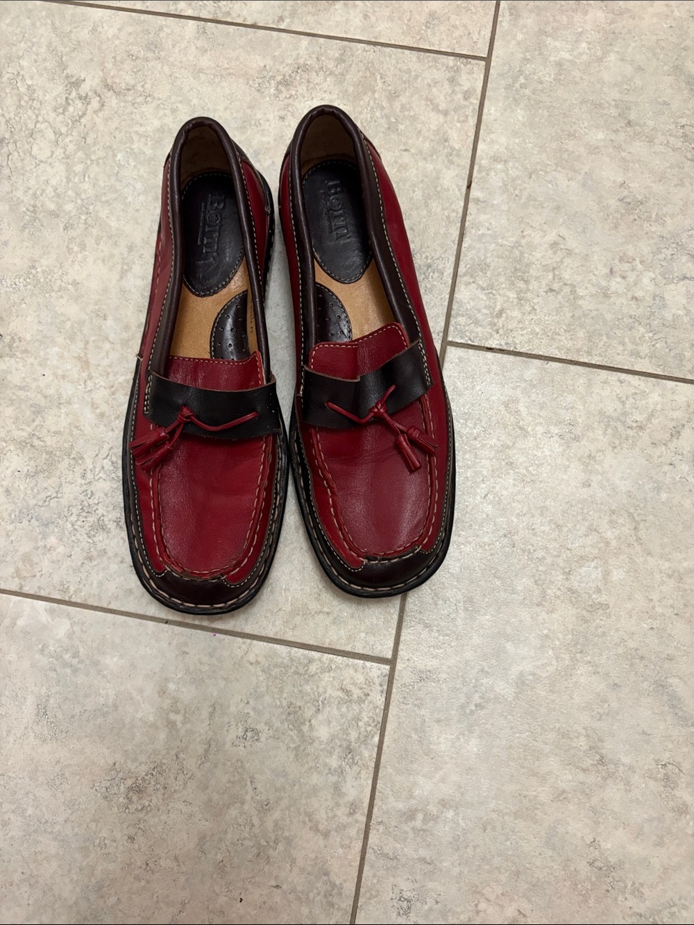 Born.  Red Leather Loafers